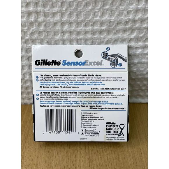 Vintage Gillette Sensor Excel 5 Cartridge Twin Blade Year 2000 Brand New Sealed - Picture 2 of 2